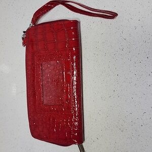 Red Crocodile-Embossed Women's Wallet Wristlet New No Tags